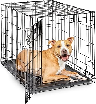 MidWest Homes for Pets 36-Inch iCrate for Medium-Large Breeds, 41-70 lbs, Double Door Folding Dog Crate with Divider Panel, Leak-Proof Tray & Secure Latches, Portable, Durable & Easy to Assemble